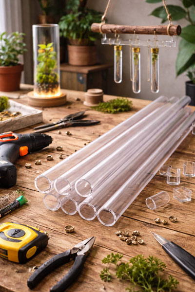 Acrylrohr - DIY Werkbank mit Acrylrohren und Werkzeugen