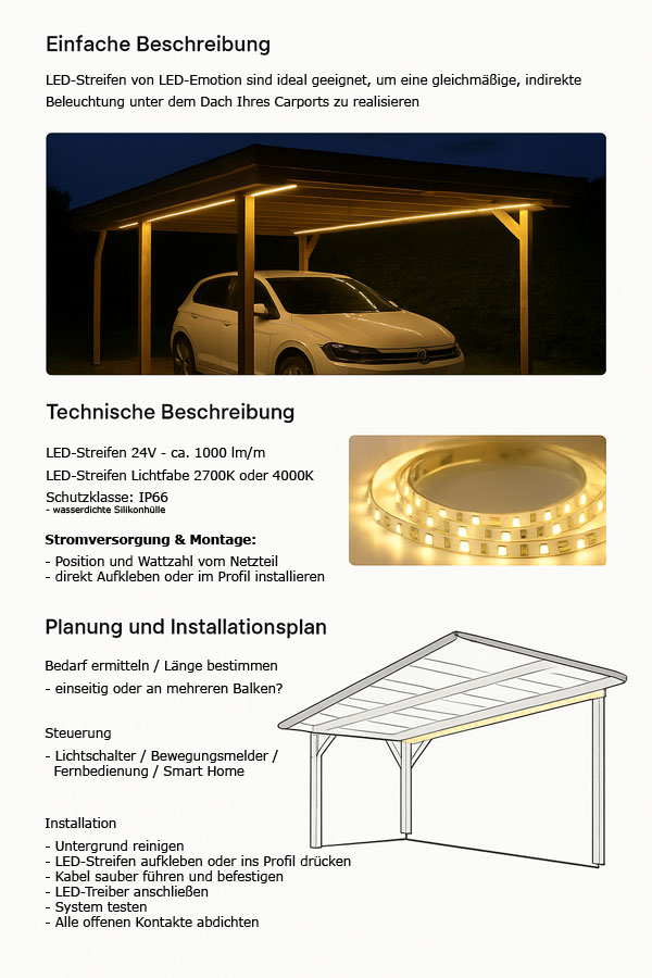 DIY Carport LED-Beleuchtung DIY Carport LED-Beleuchtung