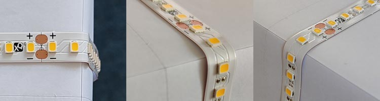 LED Streifen nur an Stelle knicken, wo sich keine Bauteile befinden