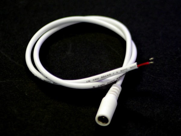 50cm Anschlusskabel weiß mit Hohlbuchse 2,1/5,5mm 22AWG