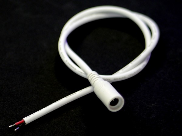 50cm Anschlusskabel weiß mit Hohlbuchse 2,1/5,5mm 20AWG