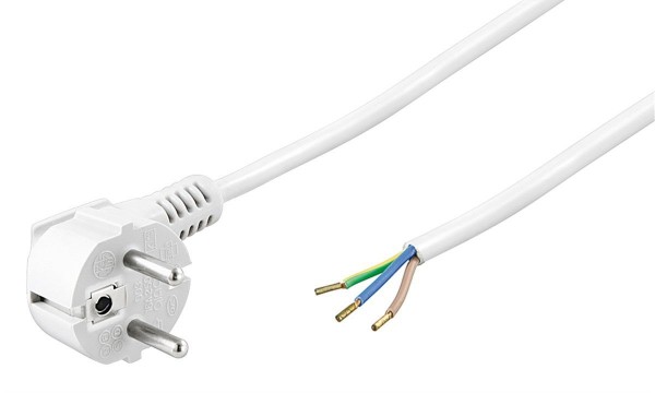 Netzanschlusskabel 3m mit SchuKo-Stecker weiß